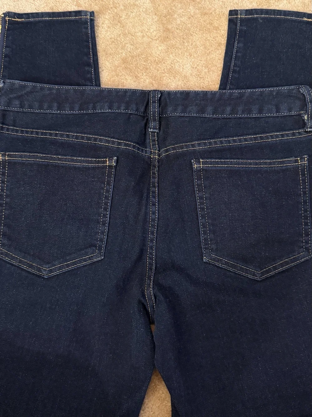 Tory Burch Dark Indigo Skinny Jeans with Gold Zipper